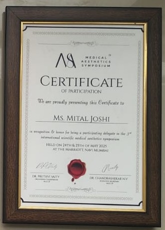 Medical Aesthetics Symposium certificate